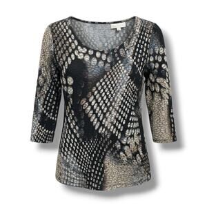 Brittany Black Women’s Abstract Dot Print Scoop Neck Top Small